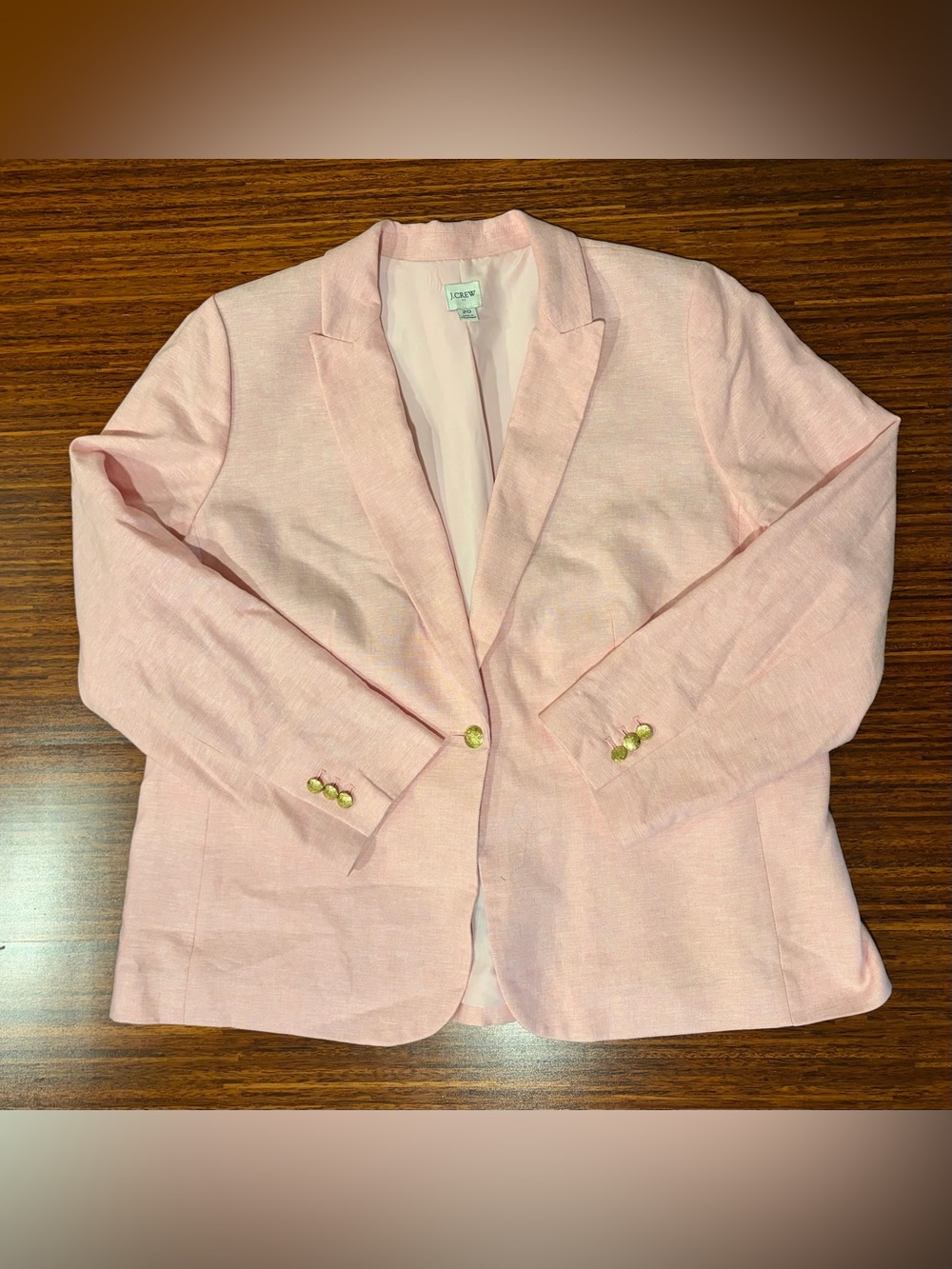 J.Crew Pink Linen Blazer Jacket Size 20 Pastel Workwear Transitional Layer